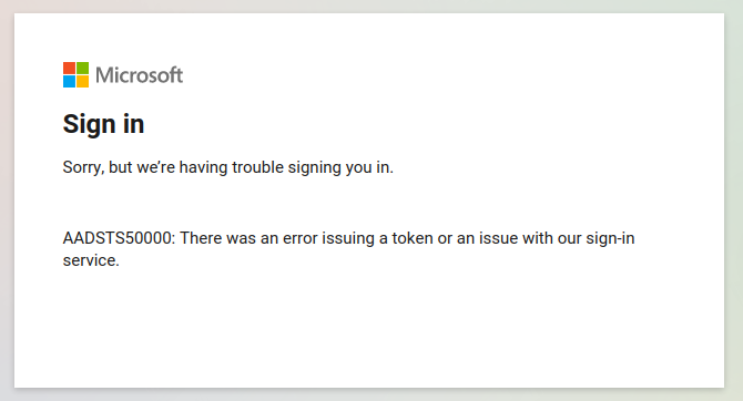 Trouble signing in
error